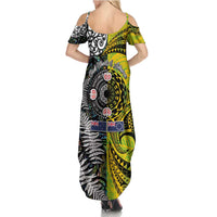 New Zealand and Cook Islands Together Family Matching Summer Maxi Dress and Hawaiian Shirt Tatau Art Tribal Pattern-Maori Tattoo with Fern and Paua Shell LT03 - Polynesian Pride