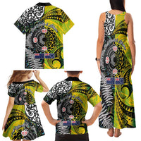 New Zealand and Cook Islands Together Family Matching Tank Maxi Dress and Hawaiian Shirt Tatau Art Tribal Pattern-Maori Tattoo with Fern and Paua Shell LT03 - Polynesian Pride