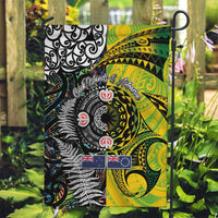 New Zealand and Cook Islands Together Garden Flag Tatau Art Tribal Pattern-Maori Tattoo with Fern and Paua Shell LT03 Garden Flag Art - Polynesian Pride