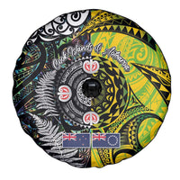 New Zealand and Cook Islands Together Spare Tire Cover Tatau Art Tribal Pattern-Maori Tattoo with Fern and Paua Shell LT03 - Polynesian Pride