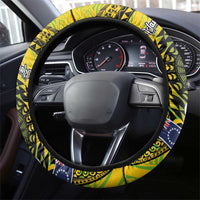 New Zealand and Cook Islands Together Steering Wheel Cover Tatau Art Tribal Pattern-Maori Tattoo with Fern and Paua Shell LT03 - Polynesian Pride