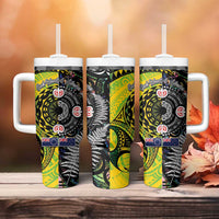 New Zealand and Cook Islands Together Tumbler With Handle Tatau Art Tribal Pattern-Maori Tattoo with Fern and Paua Shell LT03 - Polynesian Pride