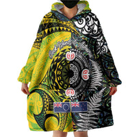 New Zealand and Cook Islands Together Wearable Blanket Hoodie Tatau Art Tribal Pattern-Maori Tattoo with Fern and Paua Shell LT03 - Polynesian Pride