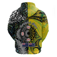 New Zealand and Cook Islands Together Zip Hoodie Tatau Art Tribal Pattern-Maori Tattoo with Fern and Paua Shell LT03 - Polynesian Pride