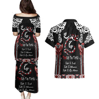 Aotearoa Toitu Te Tiriti-Maori Taniwha Couples Matching Puletasi and Hawaiian Shirt Toitu Te Whenua Toitu Te Reo Maori LT03 - Polynesian Pride