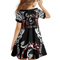Aotearoa Toitu Te Tiriti-Maori Taniwha Family Matching Off Shoulder Short Dress and Hawaiian Shirt Toitu Te Whenua Toitu Te Reo Maori LT03 - Polynesian Pride