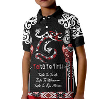 Aotearoa Toitu Te Tiriti-Maori Taniwha Kid Polo Shirt Toitu Te Whenua Toitu Te Reo Maori