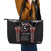 Aotearoa Toitu Te Tiriti-Maori Taniwha Leather Tote Bag Toitu Te Whenua Toitu Te Reo Maori LT03 - Polynesian Pride
