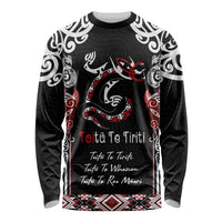 Aotearoa Toitu Te Tiriti-Maori Taniwha Long Sleeve Shirt Toitu Te Whenua Toitu Te Reo Maori LT03 Unisex Black - Polynesian Pride