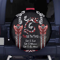 Aotearoa Toitu Te Tiriti-Maori Taniwha Spare Tire Cover Toitu Te Whenua Toitu Te Reo Maori LT03 No hole Black - Polynesian Pride