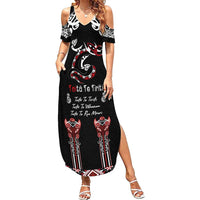 Aotearoa Toitu Te Tiriti-Maori Taniwha Summer Maxi Dress Toitu Te Whenua Toitu Te Reo Maori LT03 Women Black - Polynesian Pride