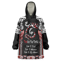Aotearoa Toitu Te Tiriti-Maori Taniwha Wearable Blanket Hoodie Toitu Te Whenua Toitu Te Reo Maori LT03 One Size Black - Polynesian Pride