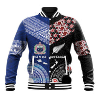 Personalised Aotearoa and Samoa Together Baseball Jacket Tatau Art Tattoos-Taniko and Tukutuku with Maori Pattern