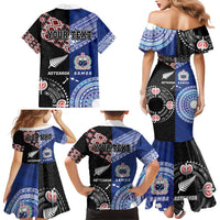 Personalised Aotearoa and Samoa Together Family Matching Mermaid Dress and Hawaiian Shirt Tatau Art Tattoos-Taniko and Tukutuku with Maori Pattern LT03 - Polynesian Pride