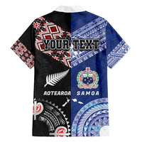 Personalised Aotearoa and Samoa Together Family Matching Short Sleeve Bodycon Dress and Hawaiian Shirt Tatau Art Tattoos-Taniko and Tukutuku with Maori Pattern LT03 - Polynesian Pride