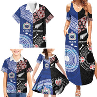 Personalised Aotearoa and Samoa Together Family Matching Summer Maxi Dress and Hawaiian Shirt Tatau Art Tattoos-Taniko and Tukutuku with Maori Pattern LT03 - Polynesian Pride