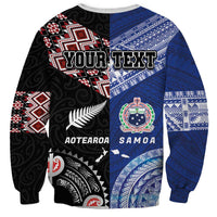 Personalised Aotearoa and Samoa Together Sweatshirt Tatau Art Tattoos-Taniko and Tukutuku with Maori Pattern