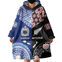 Personalised Aotearoa and Samoa Together Wearable Blanket Hoodie Tatau Art Tattoos-Taniko and Tukutuku with Maori Pattern