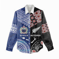 Personalised Aotearoa and Samoa Together Women Casual Shirt Tatau Art Tattoos-Taniko and Tukutuku with Maori Pattern