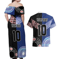 Custom Aotearoa and Samoa Rugby Couples Matching Off Shoulder Maxi Dress and Hawaiian Shirt Maori Warrior and Teuila Emblem-Tatau with Taniko Art LT03 - Polynesian Pride