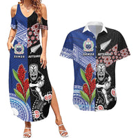 Custom Aotearoa and Samoa Rugby Couples Matching Summer Maxi Dress and Hawaiian Shirt Maori Warrior and Teuila Emblem-Tatau with Taniko Art LT03 Black - Polynesian Pride