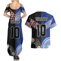 Custom Aotearoa and Samoa Rugby Couples Matching Summer Maxi Dress and Hawaiian Shirt Maori Warrior and Teuila Emblem-Tatau with Taniko Art LT03 - Polynesian Pride