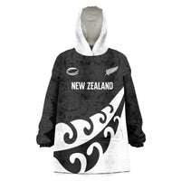Custom NZ Rugby Wearable Blanket Hoodie Koru and Silver Fern Sporty Style
