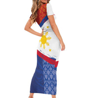 Philippines National Flag Day Family Matching Short Sleeve Bodycon Dress and Hawaiian Shirt Polynesian and Yakan Tattoo Brush Style LT03 - Polynesian Pride