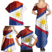 Philippines National Flag Day Family Matching Summer Maxi Dress and Hawaiian Shirt Polynesian and Yakan Tattoo Brush Style LT03 - Polynesian Pride