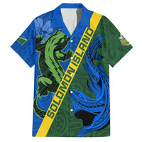 Solomon Island Crocodile and Shark Hawaiian Shirt Polynesian Pattern LT03 Blue - Polynesian Pride