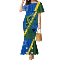 Solomon Island Crocodile and Shark Mermaid Dress Polynesian Pattern LT03 Women Blue - Polynesian Pride