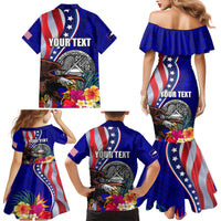 Personalised American Samoa and United States Family Matching Mermaid Dress and Hawaiian Shirt Bald Eagle and Seal Hibiscus Polynesian Pattern LT03 - Polynesian Pride