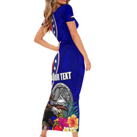 Personalised American Samoa and United States Family Matching Short Sleeve Bodycon Dress and Hawaiian Shirt Bald Eagle and Seal Hibiscus Polynesian Pattern LT03 - Polynesian Pride