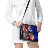 Personalised American Samoa and United States Shoulder Handbag Bald Eagle and Seal Hibiscus Polynesian Pattern