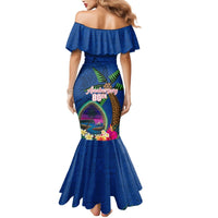 Guam Liberation Day 80th Anniversary Mermaid Dress Palm Tree and Seal Artwork Hibiscus Polynesian Pattern