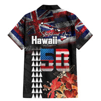 Hawaii Statehood Day Family Matching Mermaid Dress and Hawaiian Shirt 50th state of the United States Kakau Tattoos and Hibiscus Grunge LT03 - Polynesian Pride
