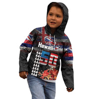 Hawaii Statehood Day Kid Hoodie 50th state of the United States Kakau Tattoos and Hibiscus Grunge LT03 - Polynesian Pride
