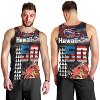 Hawaii Statehood Day Men Tank Top 50th state of the United States Kakau Tattoos and Hibiscus Grunge LT03 - Polynesian Pride