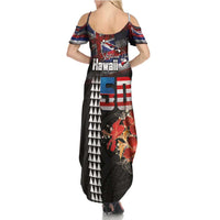 Hawaii Statehood Day Summer Maxi Dress 50th state of the United States Kakau Tattoos and Hibiscus Grunge LT03 - Polynesian Pride