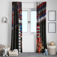 Hawaii Statehood Day Window Curtain 50th state of the United States Kakau Tattoos and Hibiscus Grunge LT03 - Polynesian Pride