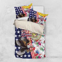 Hawaii and United States Together Bedding Set Seal of Hawaii and Bald Eagle LT03 US Twin 172cm x 218cm White - Polynesian Pride