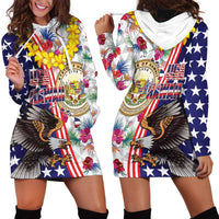 Hawaii and United States Together Hoodie Dress Seal of Hawaii and Bald Eagle LT03 - Polynesian Pride