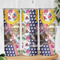 Hawaii and United States Together Skinny Tumbler Seal of Hawaii and Bald Eagle LT03 - Polynesian Pride