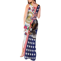 Hawaii and United States Together Tank Maxi Dress Seal of Hawaii and Bald Eagle - Polynesian Pride