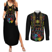 Philippines Kadayawan Festival Couples Matching Summer Maxi Dress and Long Sleeve Button Shirt Polynesian Tribal Art Barong Style