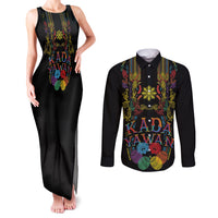 Philippines Kadayawan Festival Couples Matching Tank Maxi Dress and Long Sleeve Button Shirt Polynesian Tribal Art Barong Style