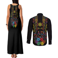 Philippines Kadayawan Festival Couples Matching Tank Maxi Dress and Long Sleeve Button Shirt Polynesian Tribal Art Barong Style LT03 - Polynesian Pride