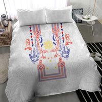 Philippines Barong Style Bedding Set Polynesian Kakau Art Tattoos with Tribal Filipino Sun
