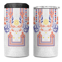 Philippines Barong Style 4 in 1 Can Cooler Tumbler Polynesian Kakau Art Tattoos with Tribal Filipino Sun
