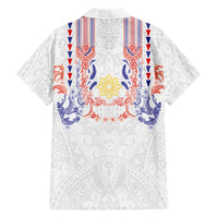 Philippines Barong Style Family Matching Off Shoulder Short Dress and Hawaiian Shirt Polynesian Kakau Art Tattoos with Tribal Filipino Sun LT03 - Polynesian Pride